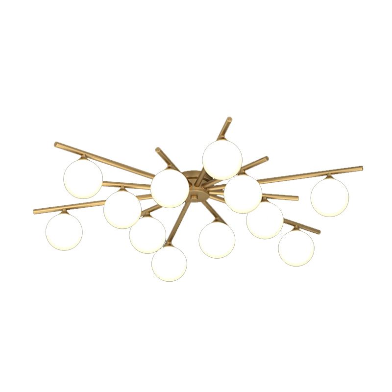 Lámpara empotrada Globe contemporánea, lámpara de techo empotrada de vidrio en oro