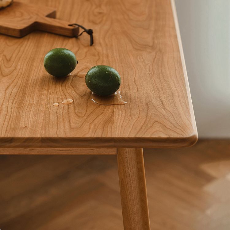 Contemporary Fixed Solid Wood Dining Table with 4 Solid Wood Legs Base Kitchen Dining Set