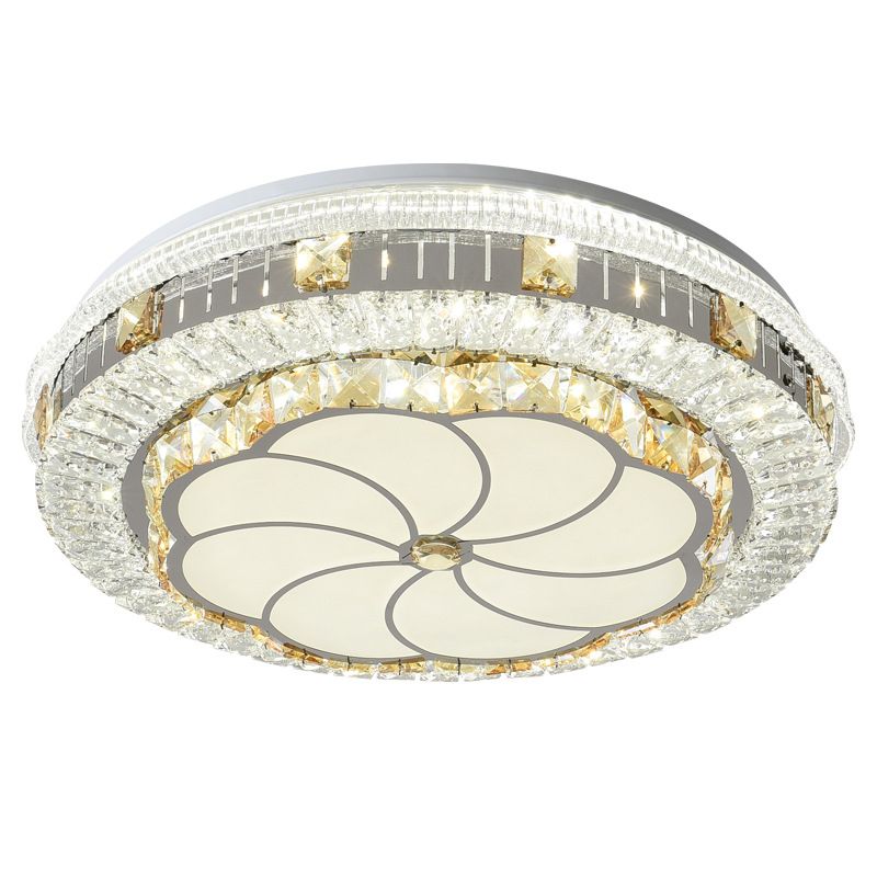 Crystal Round LED Ceiling Lamp Modern Style Flush Mount Light for Bedroom
