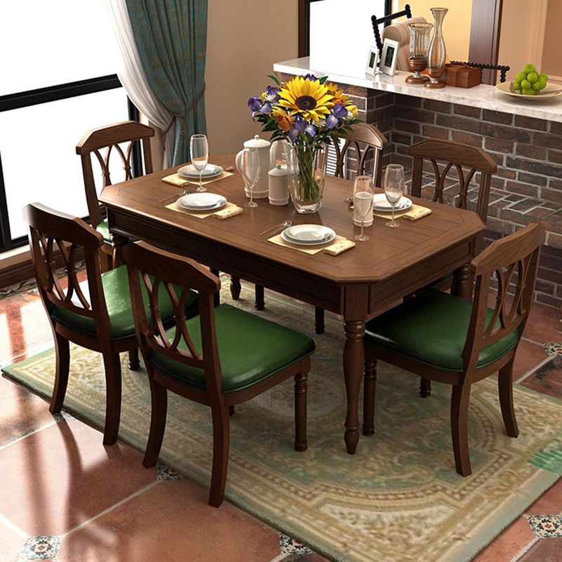 7 Piece Dining Table Sets Rectangle Solid Wood Dining Room Furniture Set