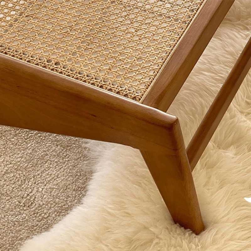 Mid-century Modern Style Wood Armless Woven Back Lounge Accent Chair