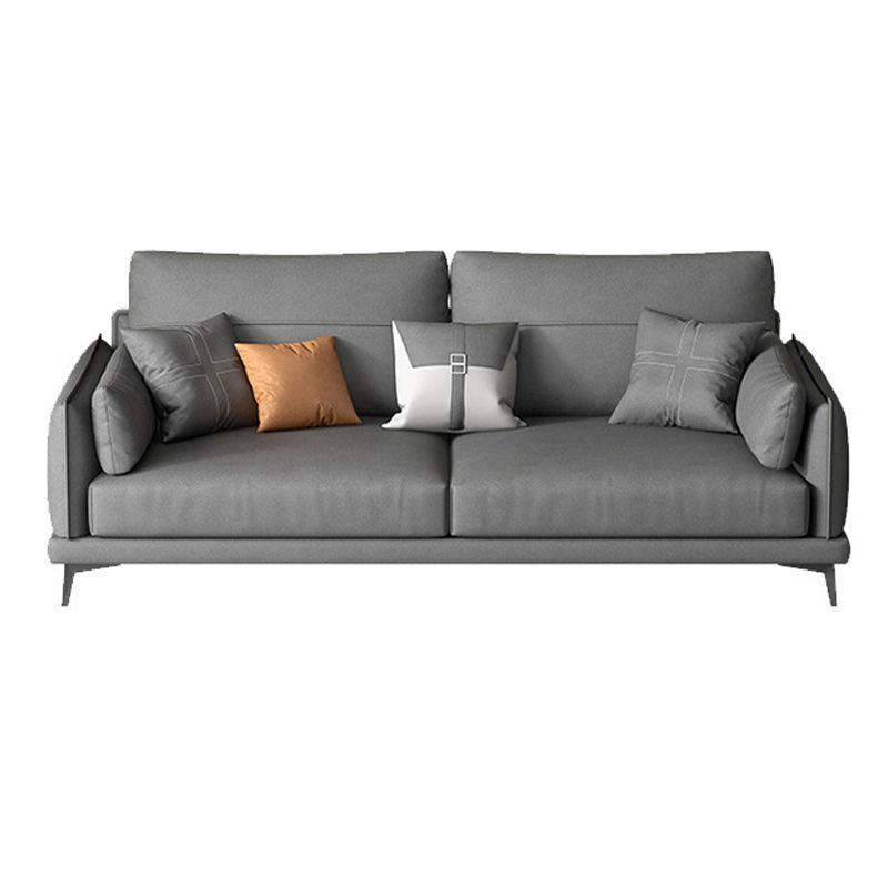 Modern Faux leather Sectional Sofa Dark Gray Cushion Back Sectional for Living Room