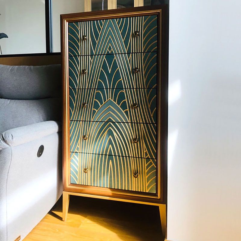 Luxurious Buffet Table Gold Frame Multi Drawer Dining Table for Living Room