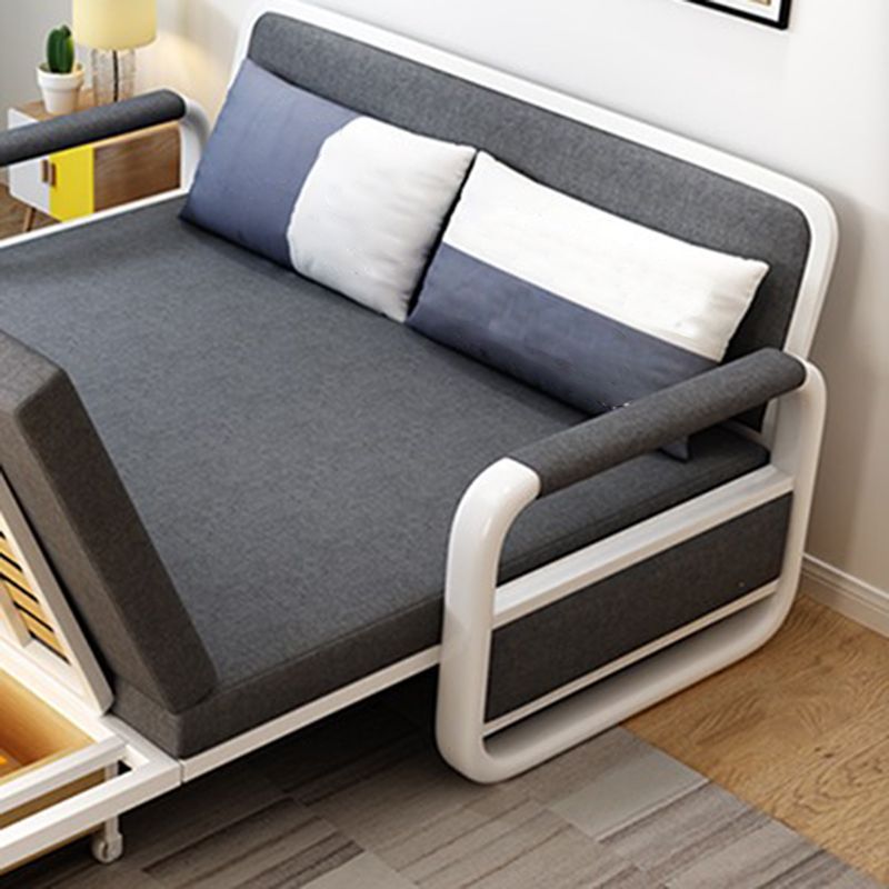 33.46" H Linen Contemporary Square Arm Sofa Bed Foldable Sofa