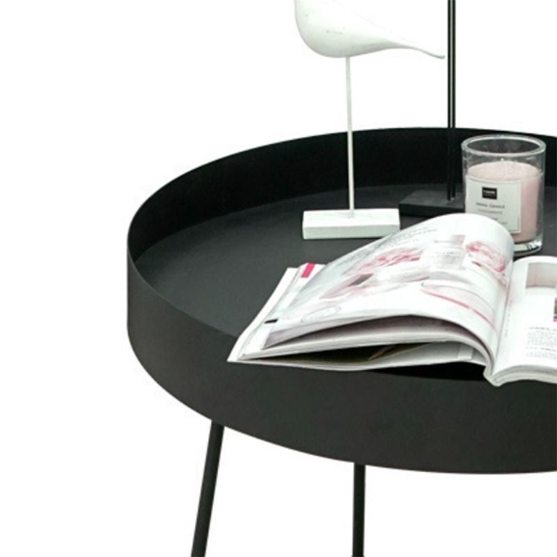 Mid-Century Modern Coffee Table with 4 Legs and Iron Round Top