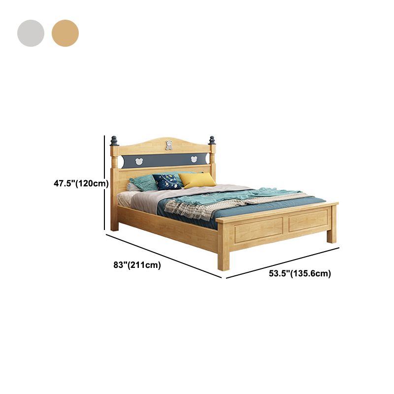 Scandinavian Solid Wood Mattress Included with Headboard Camelback Panel Bed Frame