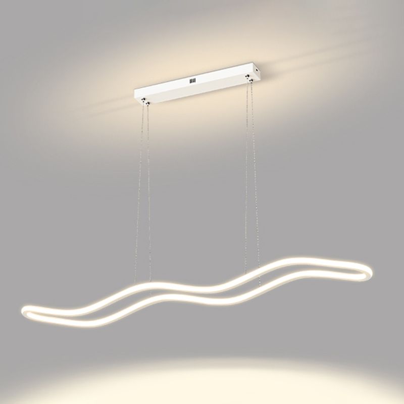Creative Linear Island Lighting Fixture Modern Style LED Hanging Light for Dining Room