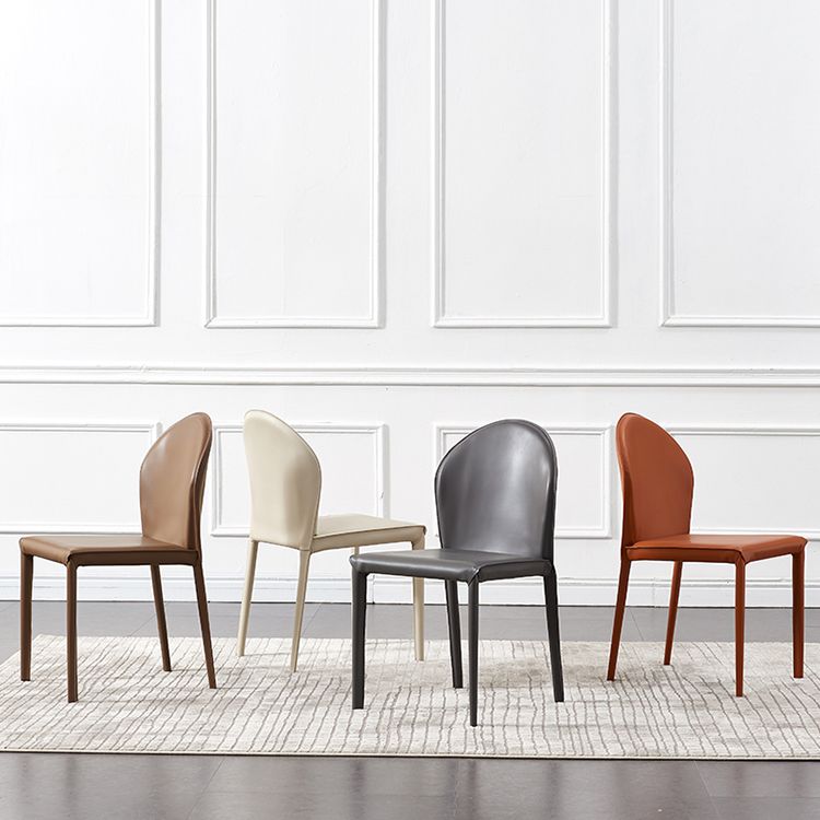 Contemporary Armless Solid Back Chair for Home Leather Dining Side Chair