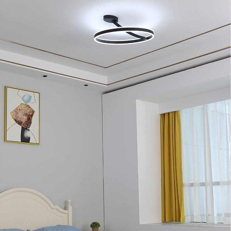 Modern Creative LED Semi Flush Mount Aluminium Linear Ceiling Fixture with Acrylic Shade