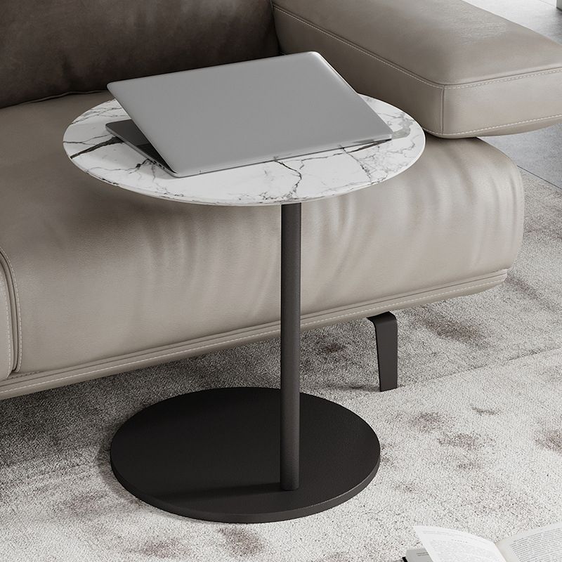 Modern Round Stone Pedestal Sofa Side Accent Table - Dia 19.69"