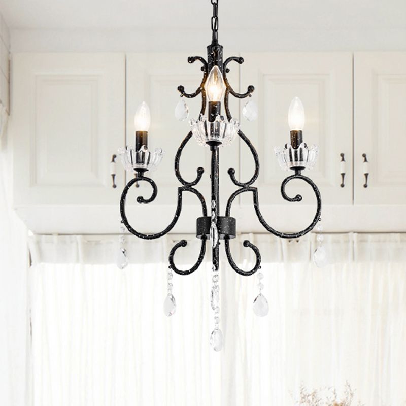 Arming Arm Dining Comedor Candelier CRISTAL CRITAL CABETADO MANO 3/6 CABEZAS NEGRAS COMPLETA DE LUZ