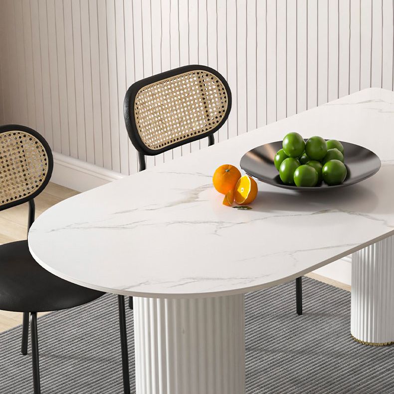 Metal Contemporary Free Form Dining Table Marble Top Table for Kitchen and Dining Room
