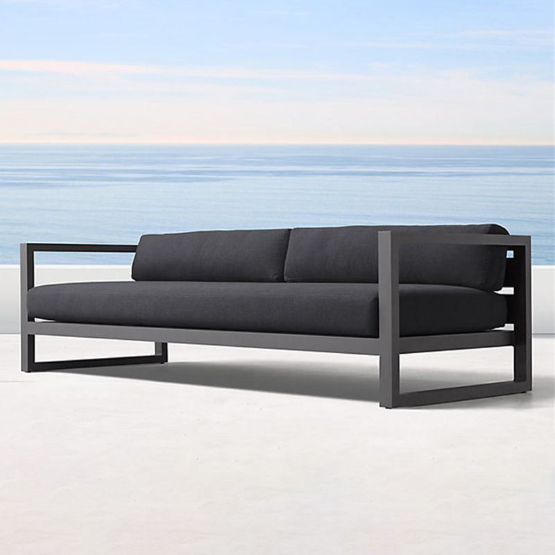 Contemporary Outdoor Patio Sofa Fabric Cushion Gray UV Resistant Water Resistant