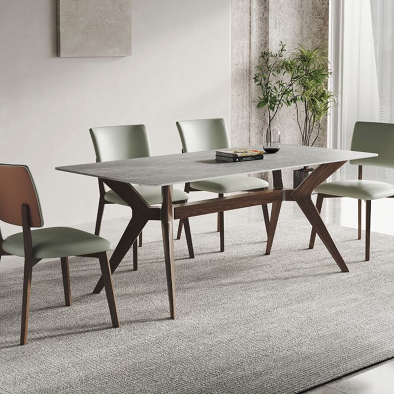 Modern Dining Set 1/4/5/7 Pcs Sintered Stone Dining Table and Chairs with Solid Wood Frame