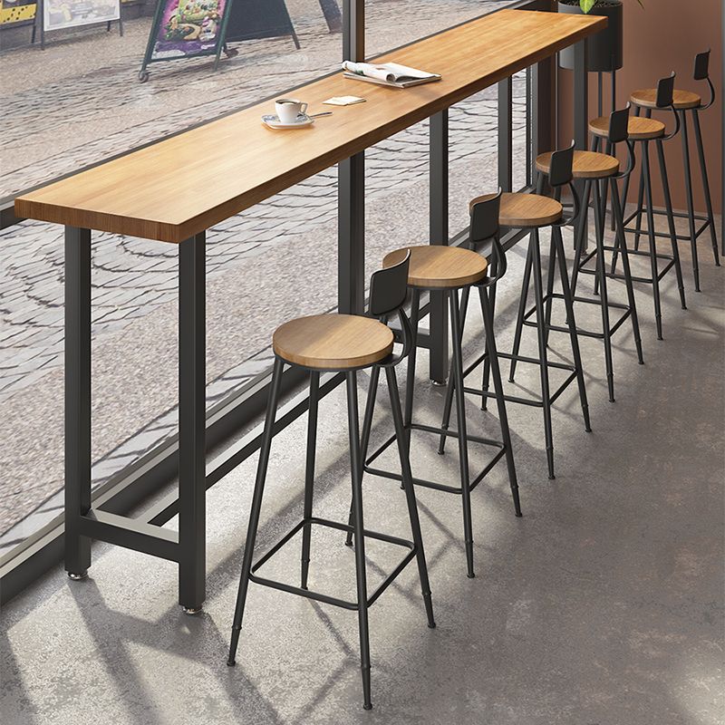 Modern 1/7 Pieces Bar Table Set Rectangle Wood Counter Table with High Stools for Bar