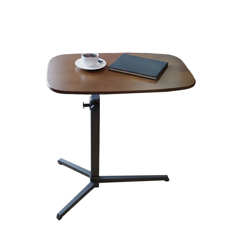 Modern Wood Pedestal Side End Table Minimalist Oval Corner Table