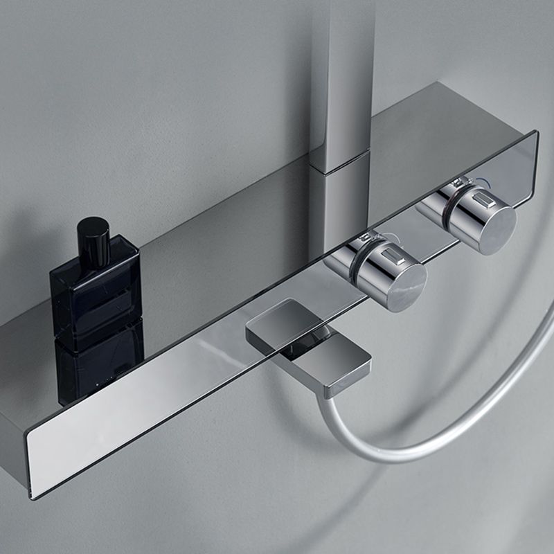 Contemporary Shower Trim with Dual Shower Head in Silver/White/Gray