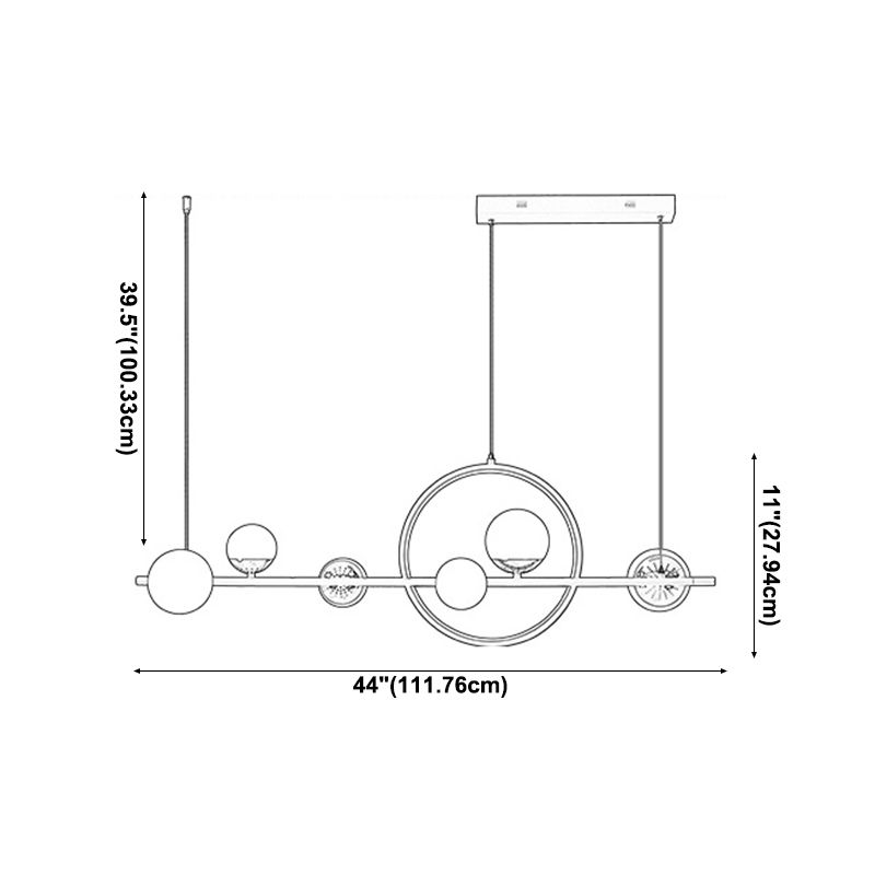 Éclairage de l'île Globe dans des lumières de l'île 7-Light de style moderne en noir