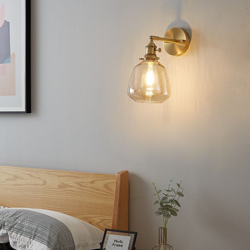 Brass 1-Light Wall Lamp in Modern Creative Style Glass Geometric Wall Light