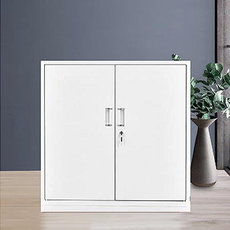 Modern Grey Cabinet with Hinged Doors Metal Storage Cabinet for Bathroom