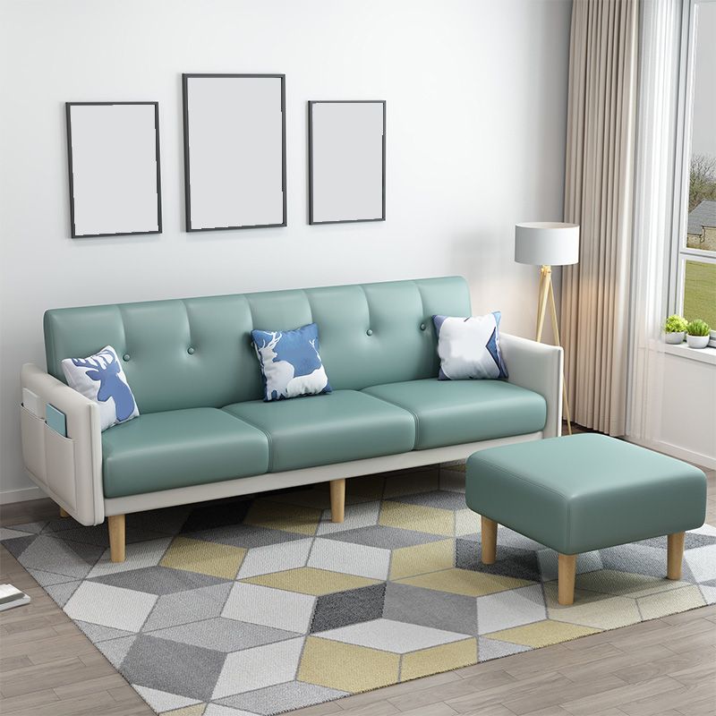 Modern Faux Leather Straight Arm Sectional with Ottoman Included and Storage