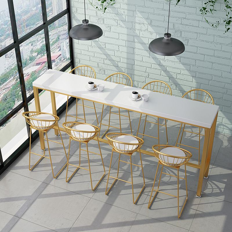 Glam Style Counter Stool Upholstered Low Back Bar Stool with Gold Frame