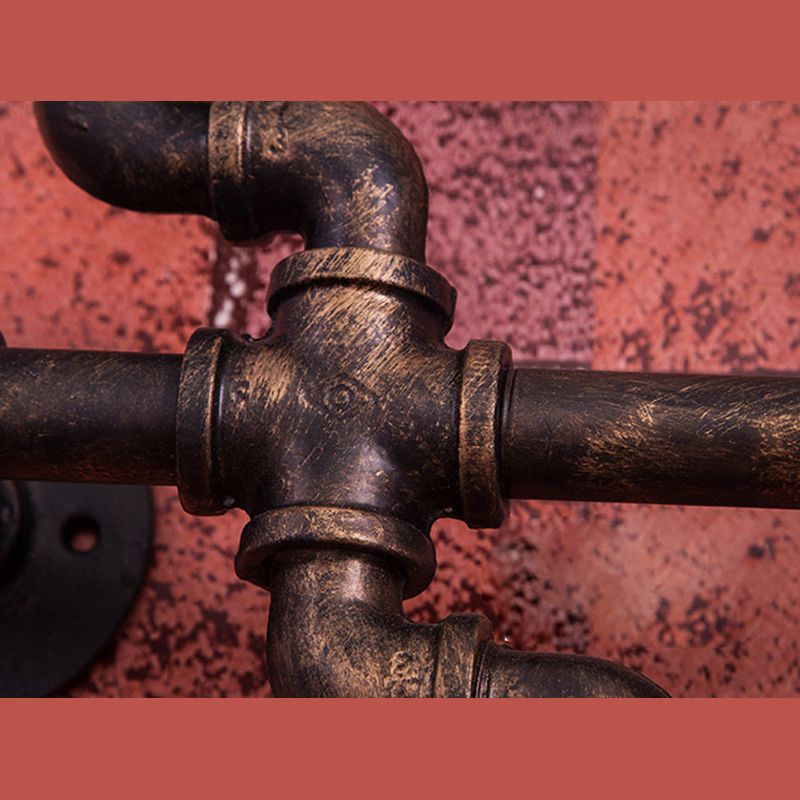 Antike Bronze Eisenwandhalterung Lampe Industriewasser Rohrleitungswand Lichtleuchte für Coffeeshop