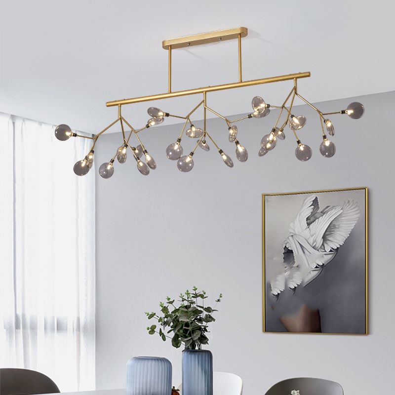 27-Lights Sputnik Shape Island Light Acrylic Chandelier Lamp for Dining Room