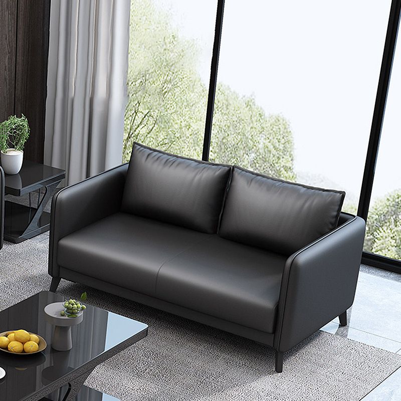 Standard Square Arm Leather Stain Resistant Sofa Couch with Pillows