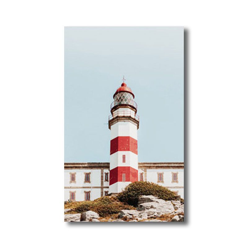 Lighthouse Canvas Wall Art Nautical Decorative for Living Room Paintings in Blue