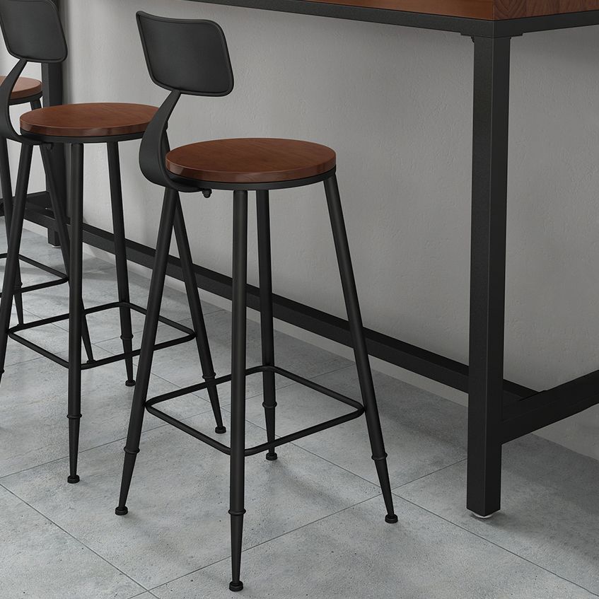 Industrial Style Bar Stool Wooden Counter Bar Stool with Metal Legs for Home