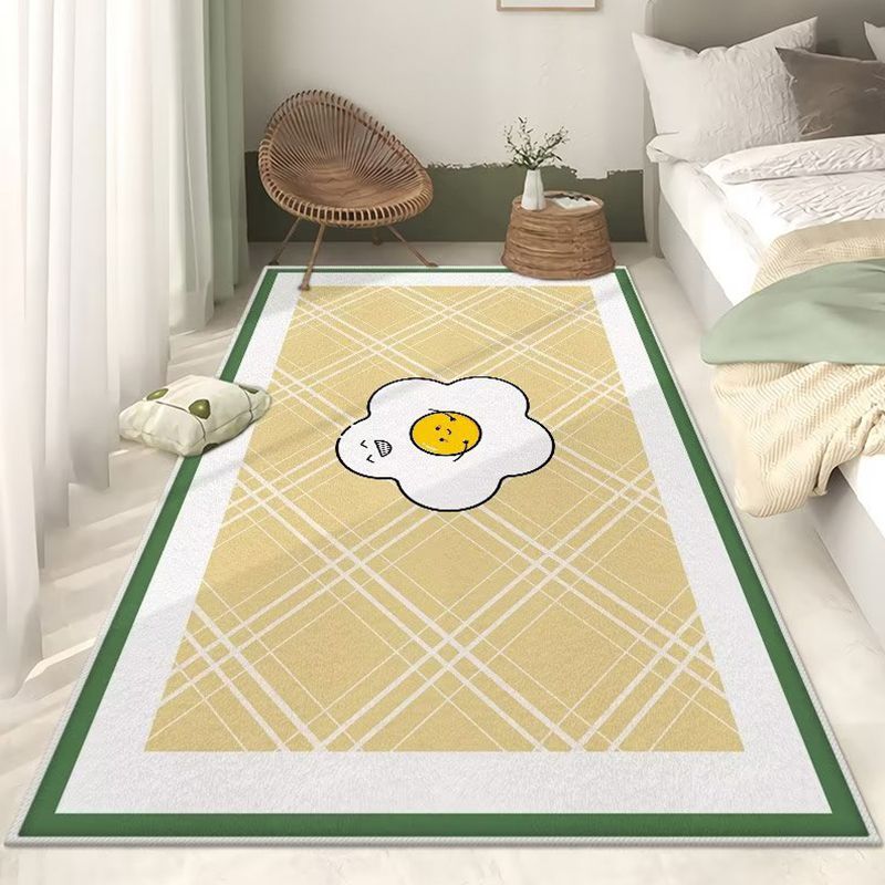 Brown Modern Rug Polyester Line Rug Washable Rug for Bedroom