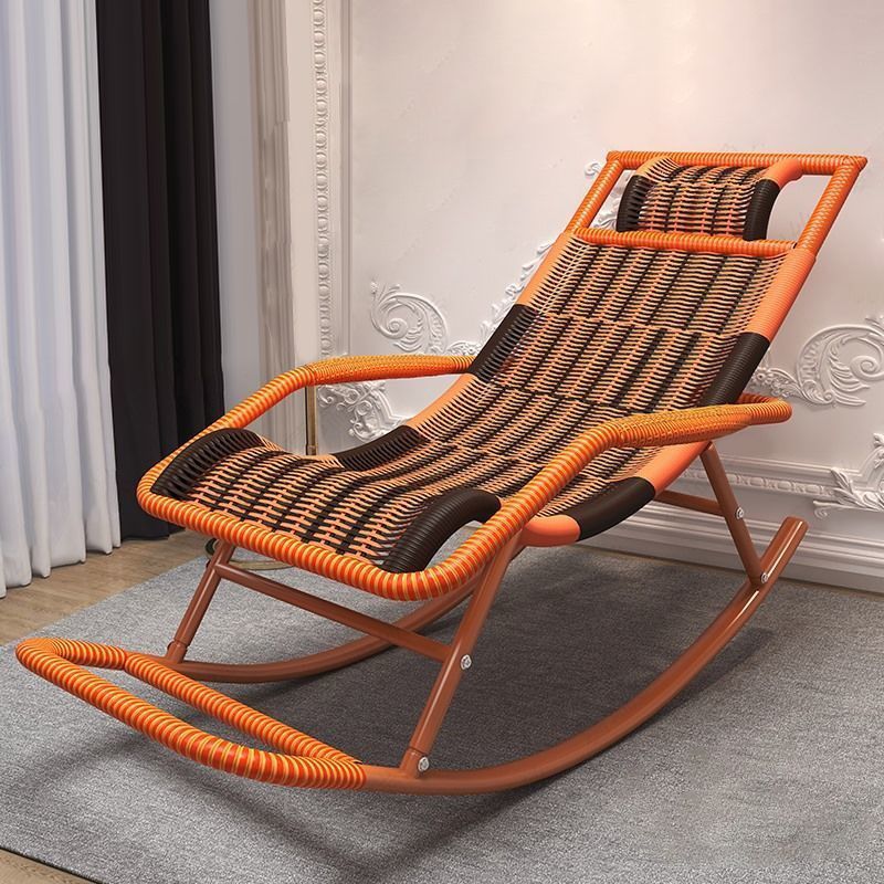 Contemporary Wicker Rocker Chair Woven Rope Rocking Chair for Living Room