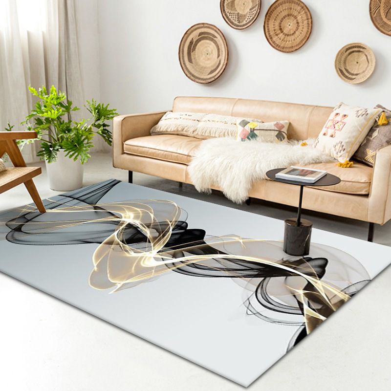 Luxury Gold Rug Polyester Graphic Indoor Rug Washable Rug for Drawing Room
