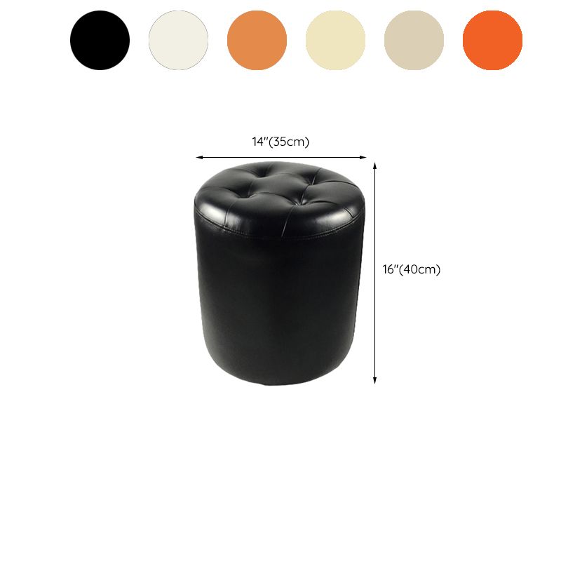 Mid-Century Modern Pouf Ottoman Genuine Leather Upholstered Tufted Square Ottoman