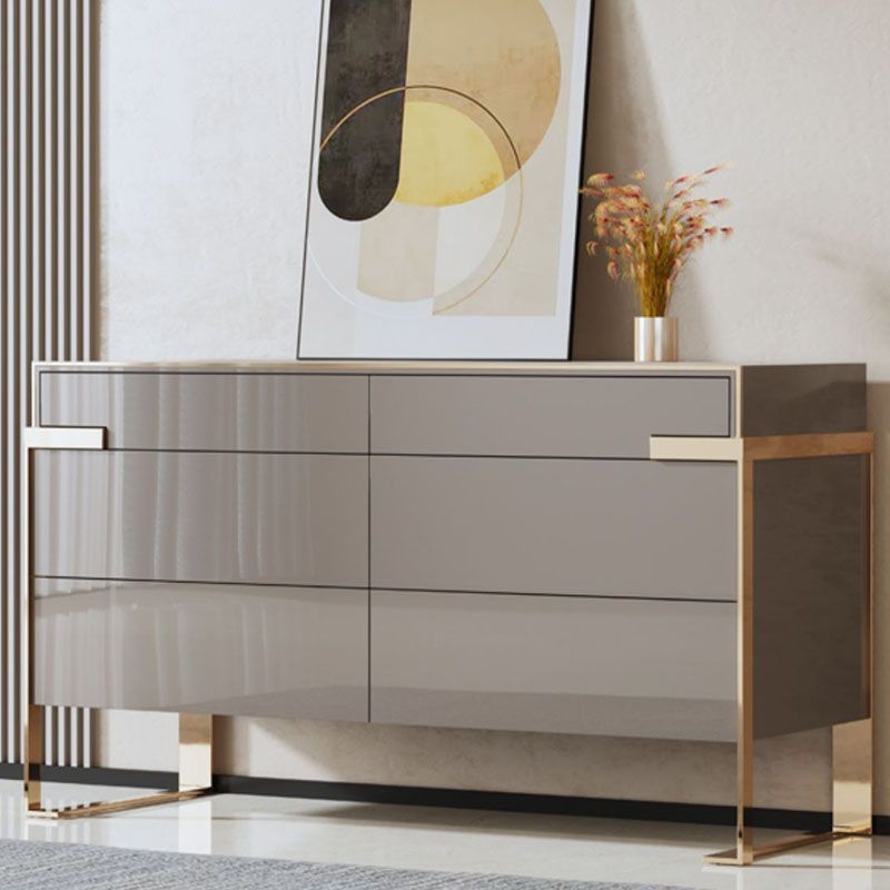 Modern Storage Double Dresser White/Gray Wood Dresser Drawers for Home