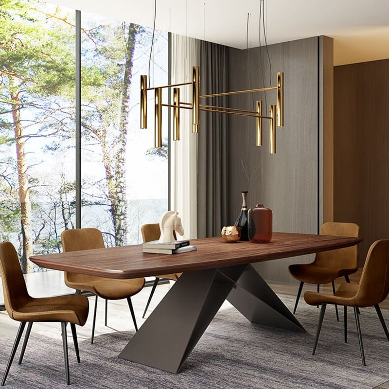 Industrial Rectangle Dining Table Wood Table with Metal Legs for Home