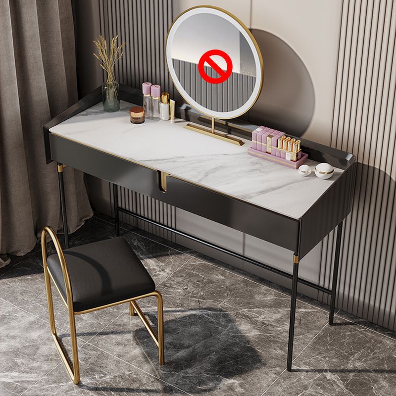 Modern Black Vanity Makeup Stone Top Dressing Table with Storage