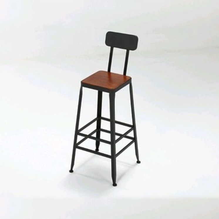 Contemporary Solid Wood Barstool Armless Bar Stool with Footrest