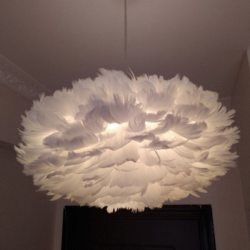 Feder Rose Blossom Anhänger hell modernistisch 1-Lichtgrau/Aprikose/rosa Decke Hanglampe über Tisch, 18 "/21,5" Breite