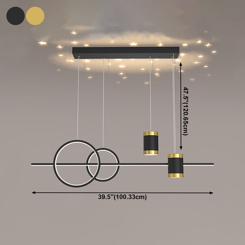 5 Light Geometric Island Lights Modernism Metal Island Light Fixtures for Dining Room