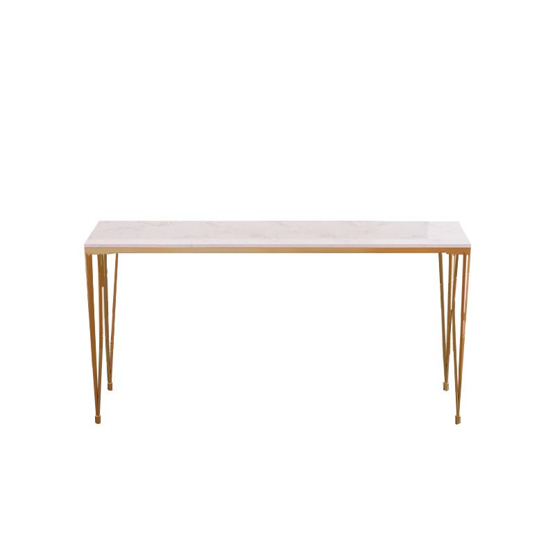 Rectangular Bar Height Table White Faux Marble Top Bistro Pub Table with 4 Legs