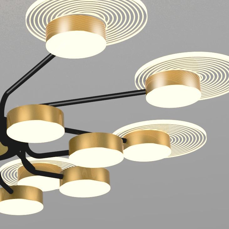 Bloemen woonkamer kroonluchter verlichting acryl minimalistische led hanger lamp in black-gold