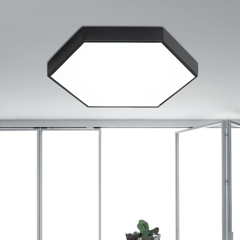 Modern Led Flush Mount with Metal Shade Gray/Yellow/Blue Hexagon Flush Mount Fixture in White/Warm Light, 16"/19.5"/23.5" Wide