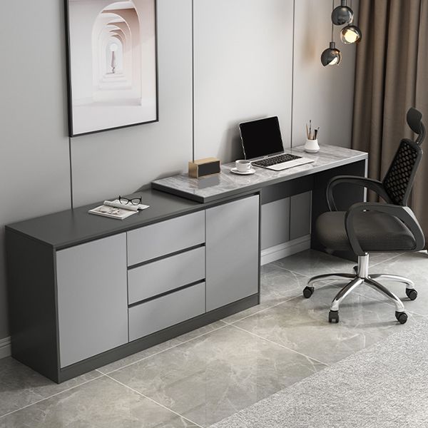Gray 3-Drawer Wood Vanity Dressing Table with Makeup Table and Stool