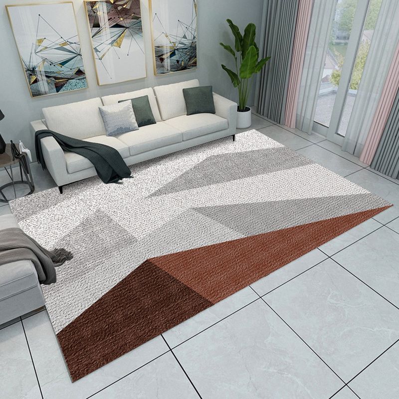Modern Living Room Rug in Blue and Grey Color Block Triangle Print Rug Polyester Machine Non-Slip Area Rug