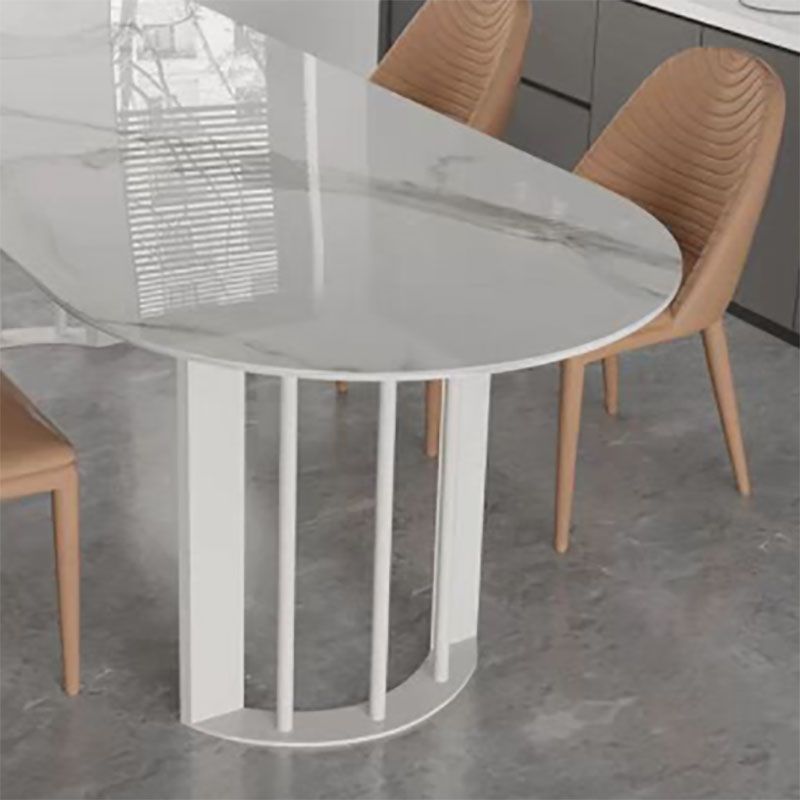 Sintered Stone Top Table with Double Pedestal Modern White Table for Restaurant