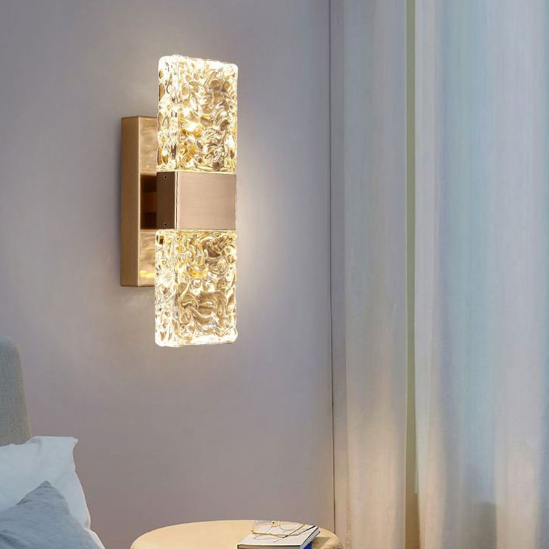Light Luxury Wall Light Rectangle Shape Wall Lamp with Crystal Shade for Bedroom