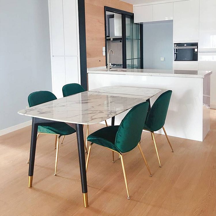 Stone Table Contemporary Style Rectangle Dining Site Table with 4 Legs