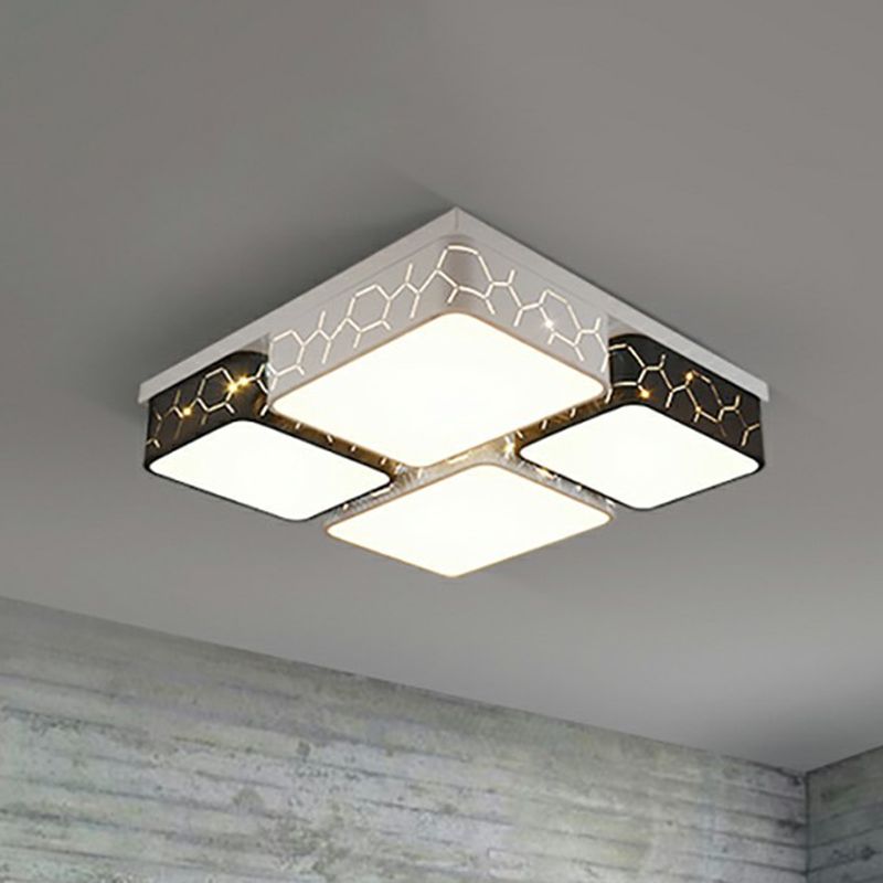 Black and White Checkered LED Flush Light Nordic Acryl-ausgehöhlte Deckenleuchte
